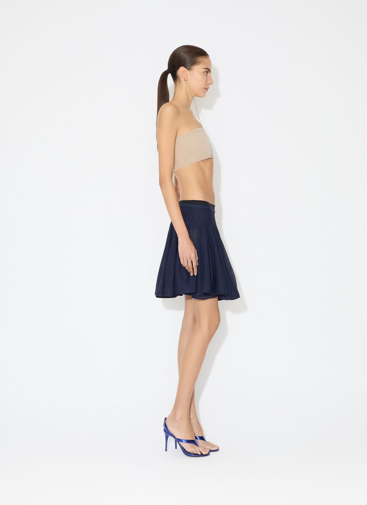 FINE KNIT SKATER SKIRT ALAÏA DARK BLUE FINE KNIT SKATER SKIRT